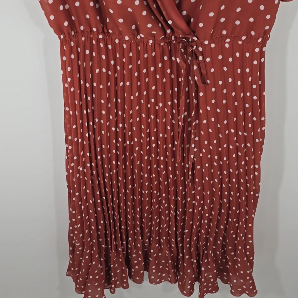 {Indigo Rose} Polka Dot Pleated Dress - Size MEDIUM - Picture 7 of 16